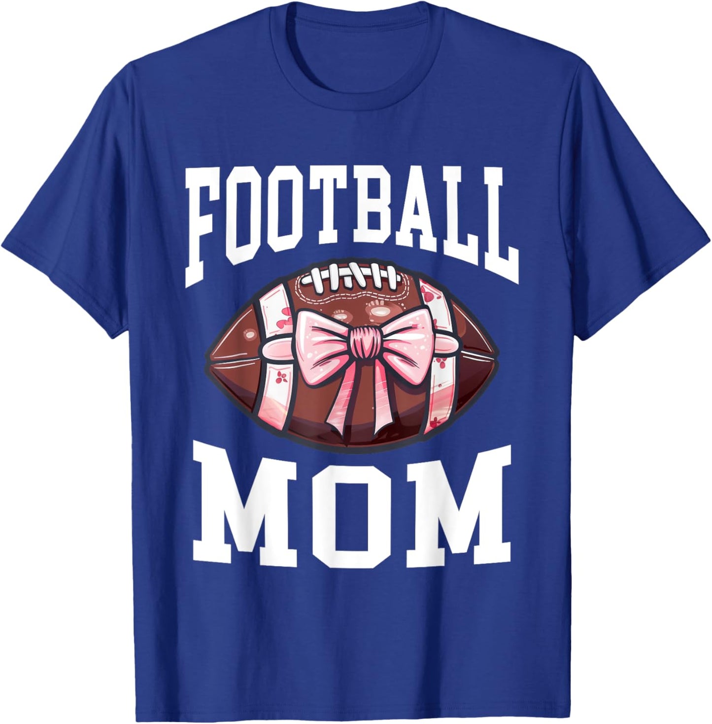 Football Mom Football Bow T-Shirt - T-Shirt | Royal