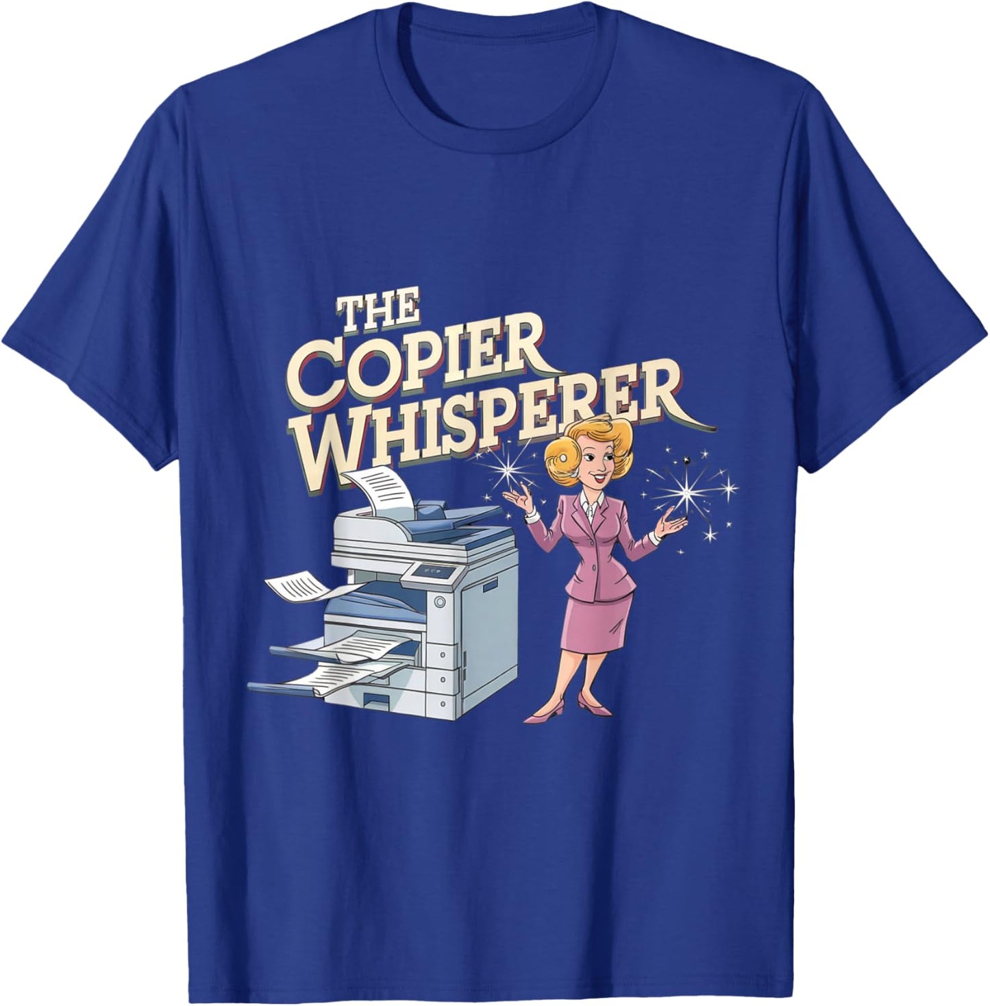 The copier whisperer funny office joke haywire retro cartoon T-Shirt - T-Shirt | Royal