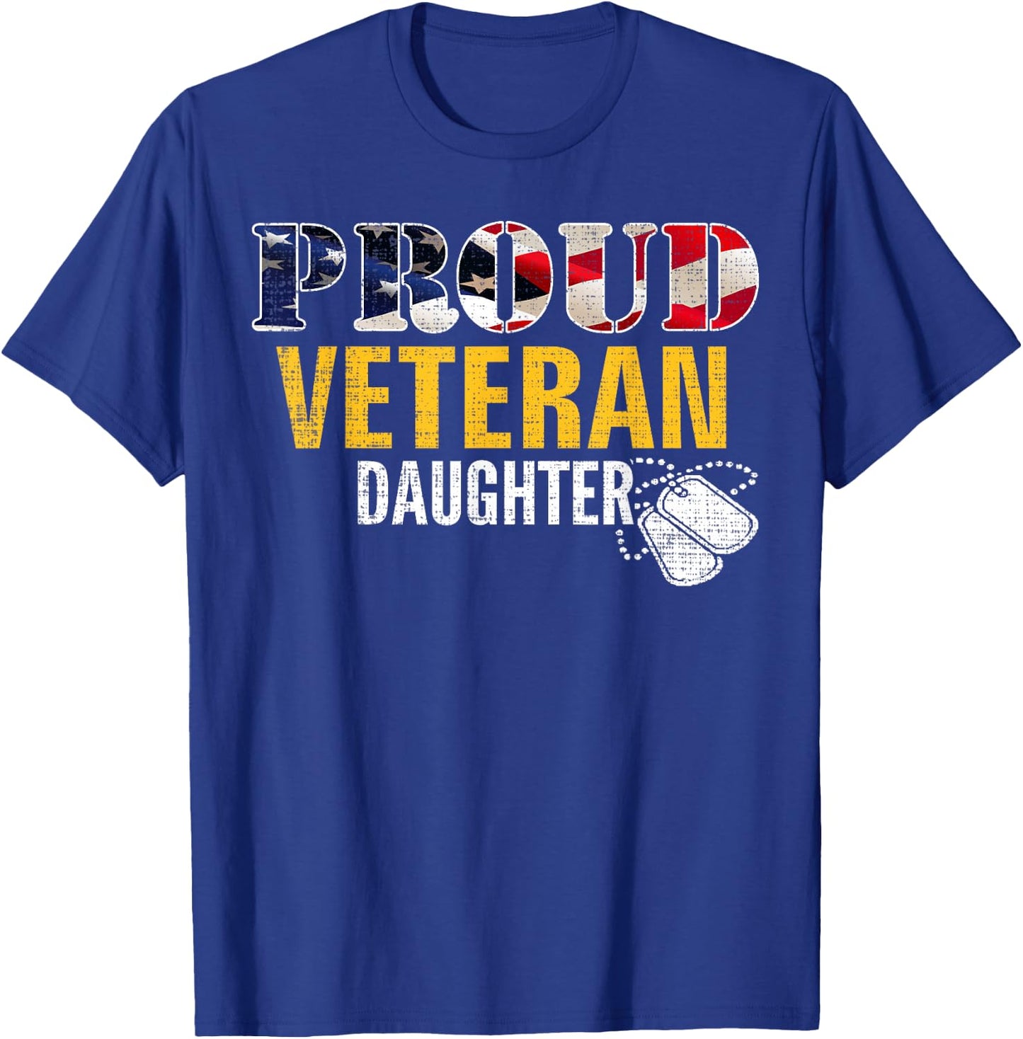 Vintage Proud Veteran Daughter With American Flag Military T-Shirt - T-Shirt | Royal