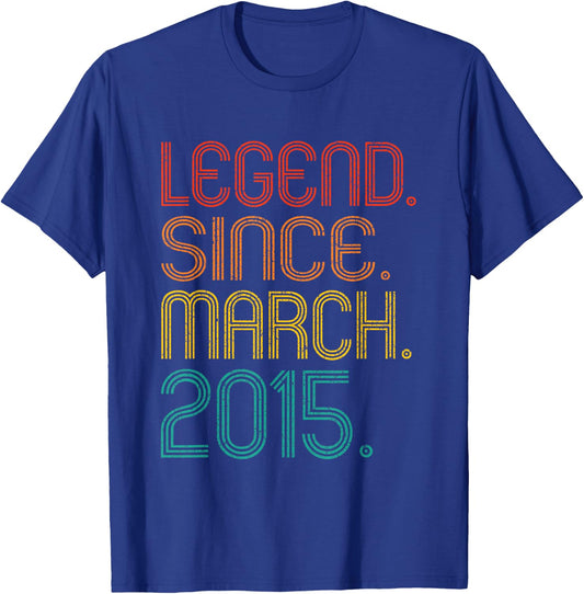 Legend Since March 2015 Birthday Idea 2015 Men Women Vintage T-Shirt - T-Shirt | Royal