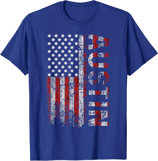 American Flag Austin Texas fourth of July shirts T-Shirt - T-Shirt | Royal