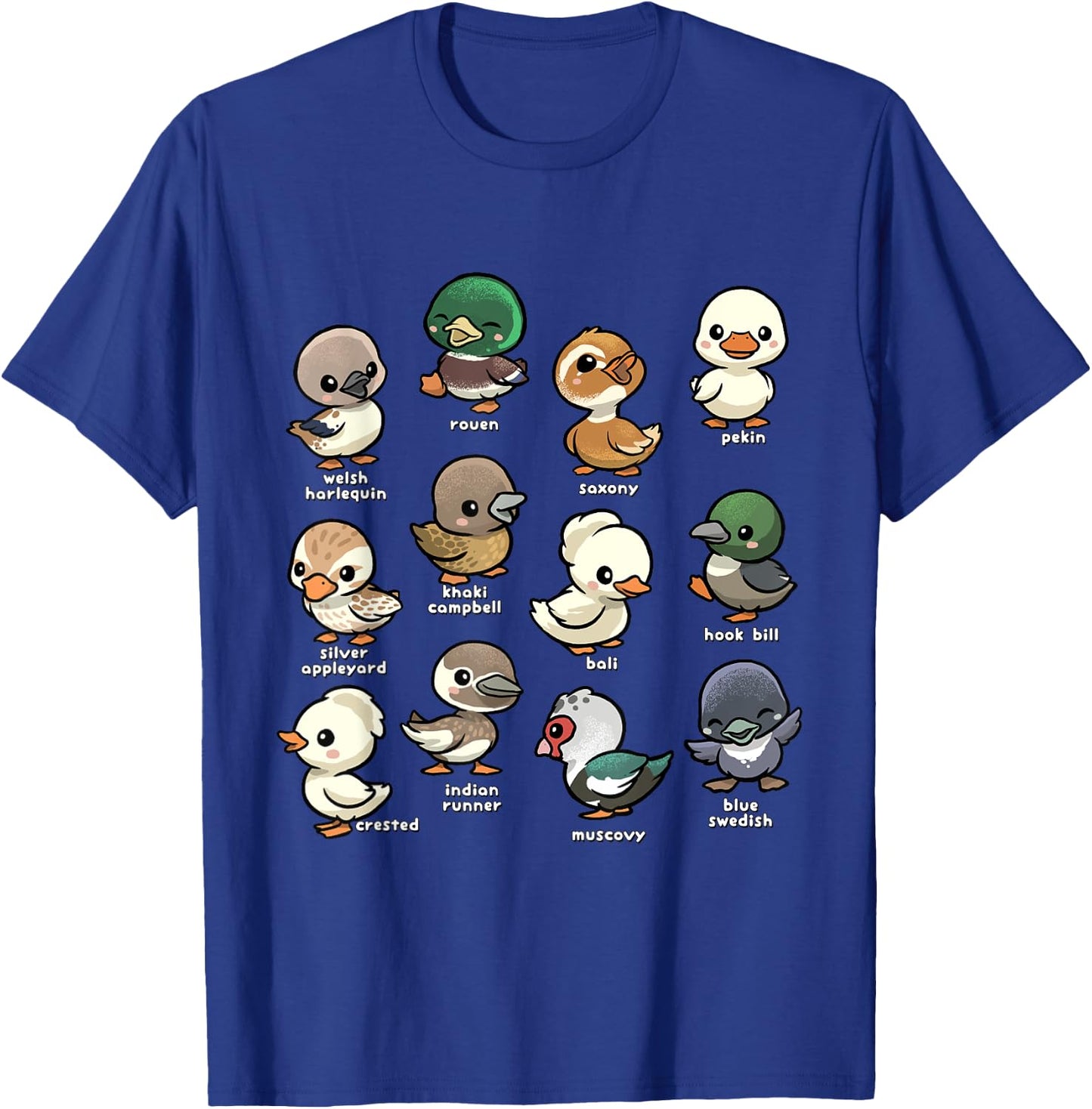 Cute Types of Duck Waterfowl Animals of the World Duck Lover T-Shirt - T-Shirt | Royal