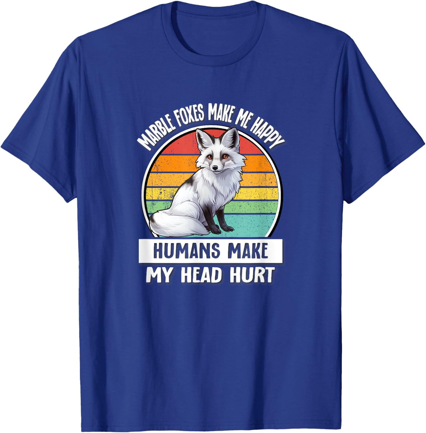 Retro Vintage Humans Hurt My Head Canadian Marble Fox Lover T-Shirt - T-Shirt | Royal