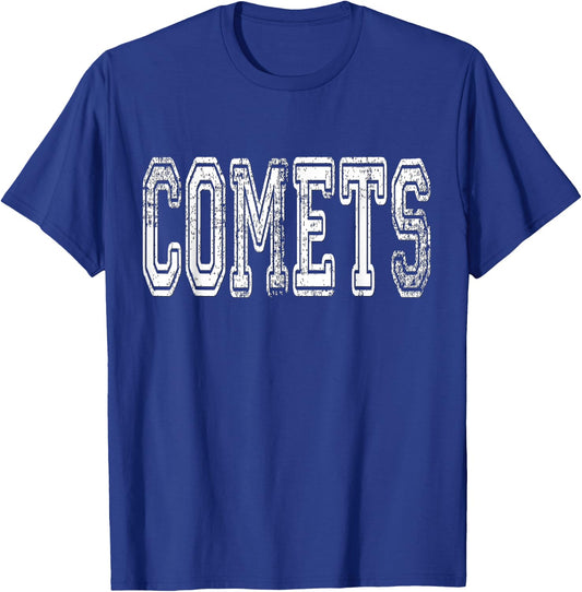 Comets Mascot Distressed Vintage School Sports Name Fans T-Shirt - T-Shirt | Royal