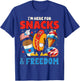 I'm here for Snacks and Freedom Vintage 4th of July Cute T-Shirt - T-Shirt | Royal