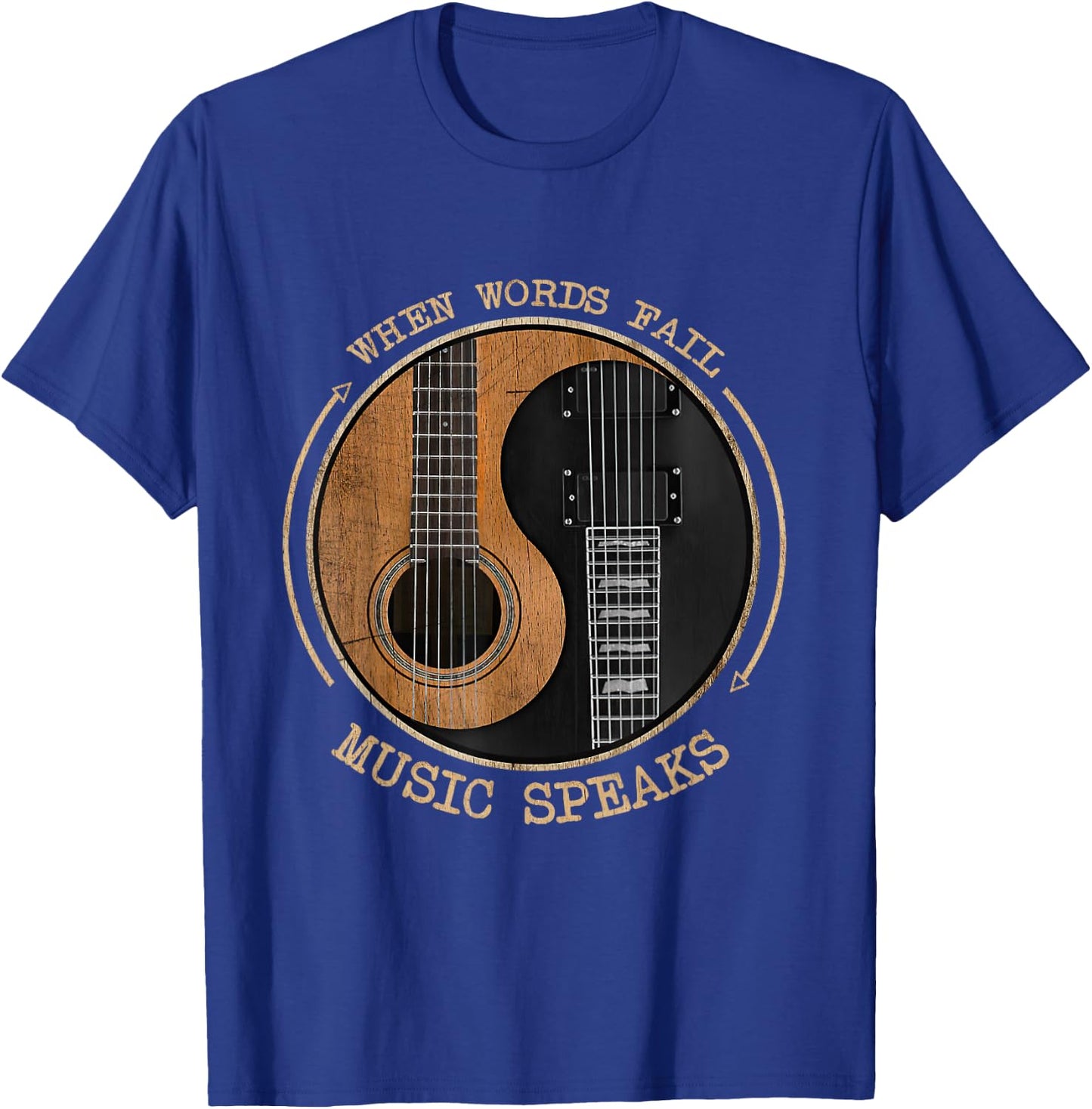 When Words Fail Music Speaks Ying Yang Guitar T-Shirt - T-Shirt | Royal