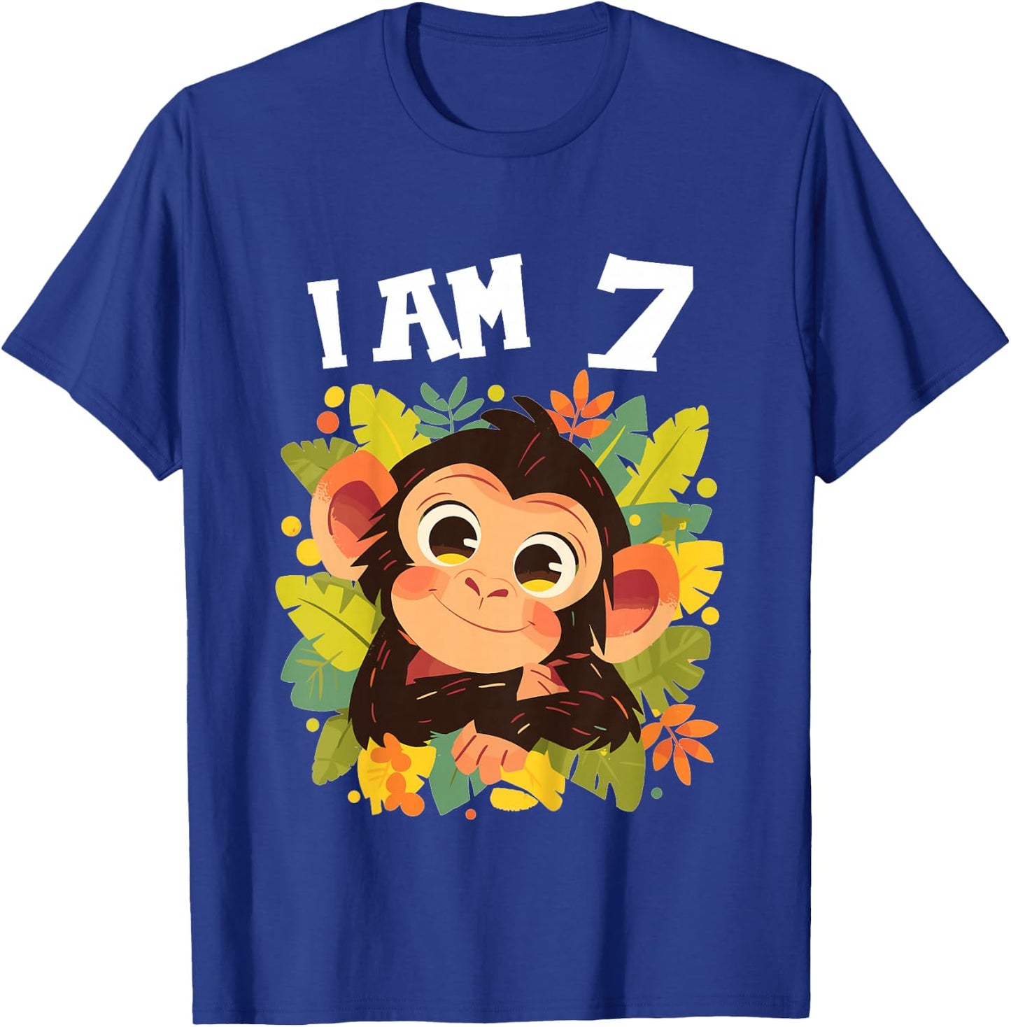Kids 7 Years old 7 birthday Monkeys Boy Girl Monkey T-Shirt - T-Shirt | Royal