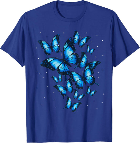 Blue Butterfly Art Beautiful Butterflies T-Shirt - T-Shirt | Royal