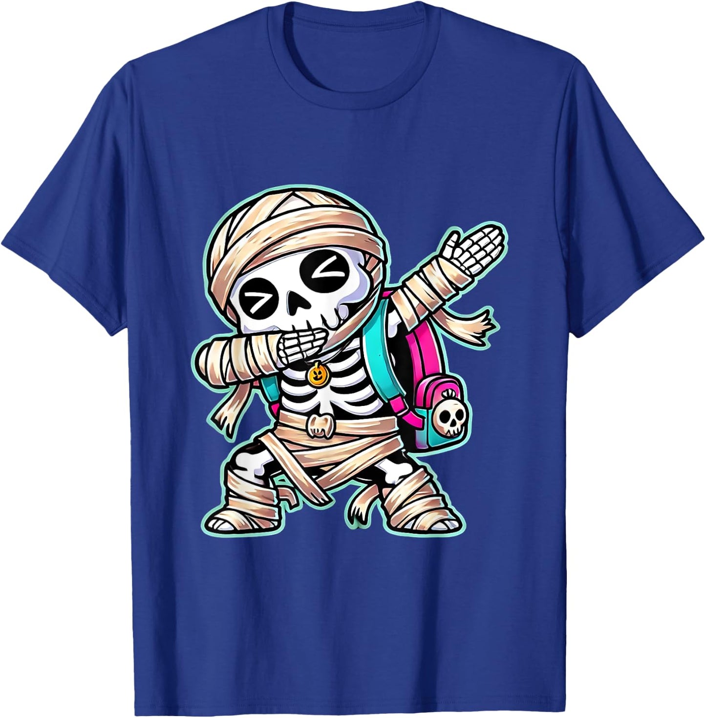 Funny Dabbing Skeleton Dab Costumes Spooky Halloween Mummy T-Shirt - T-Shirt | Royal