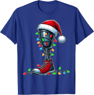 Leg Prosthetics Amputee Amputation Xmas - Adult, Black, Short Sleeve, Classic Fit, , Small T-Shirt - T-Shirt | Royal