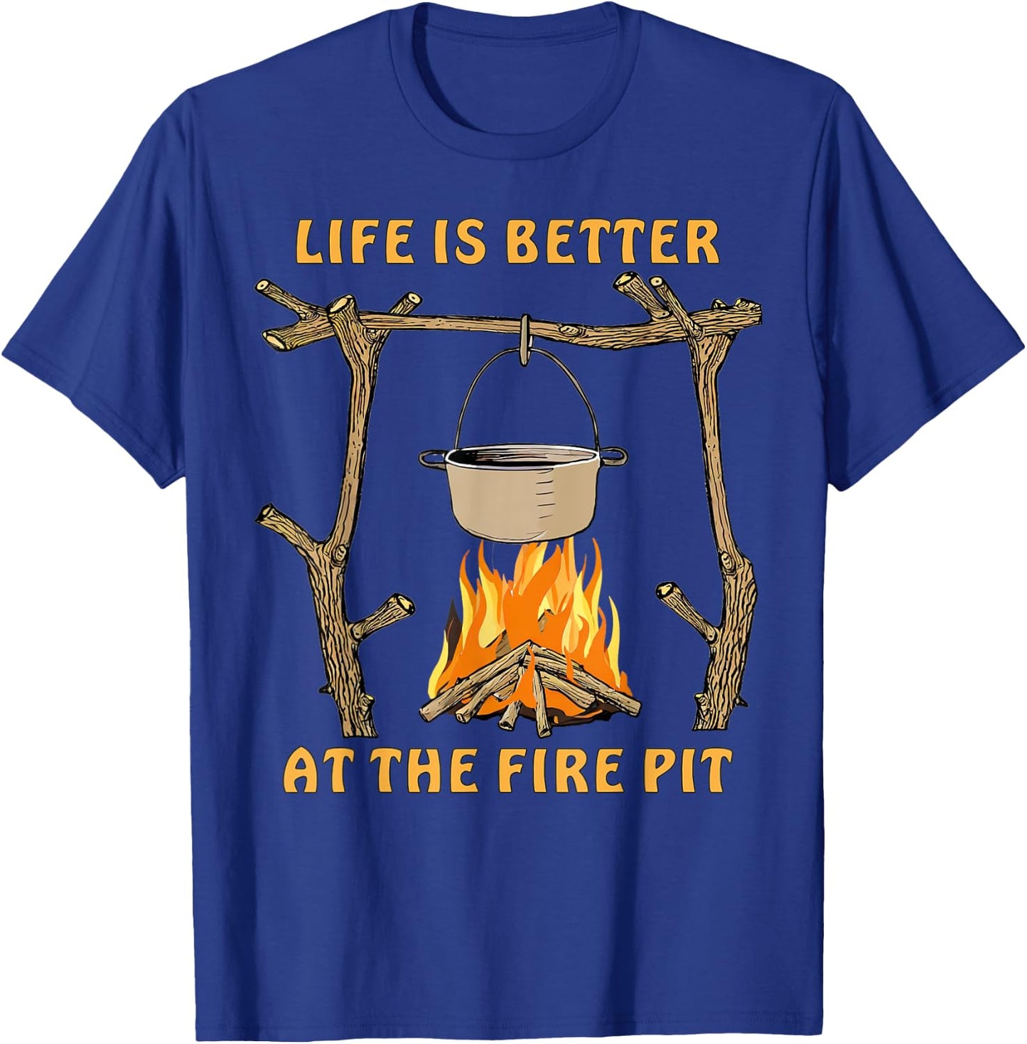 Survival Cooking Campfire Natural Fire Pit Bushcrafter T-Shirt - T-Shirt | Royal