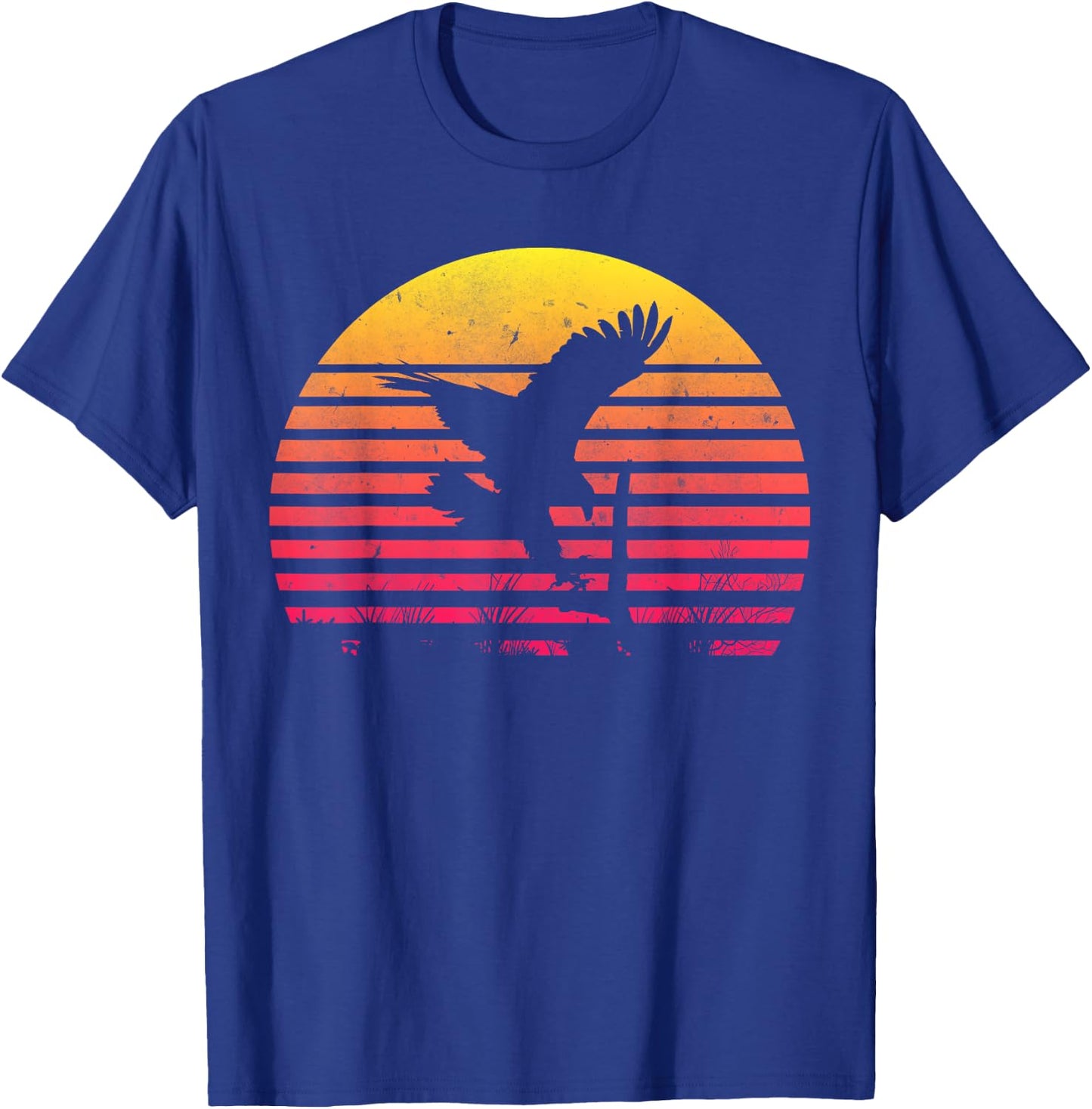 Retro Hawk Sunset Vintage Bird Lover Hawk Whisperer 70s 80s T-Shirt - T-Shirt | Royal