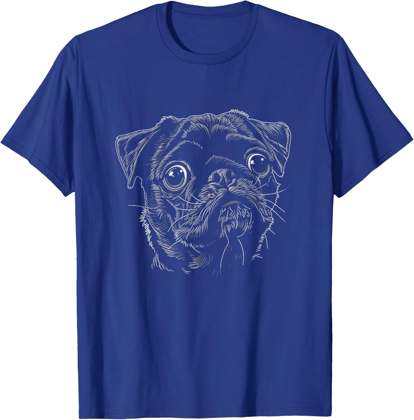 Cute Pug Face Art Design T-Shirt - T-Shirt | Royal