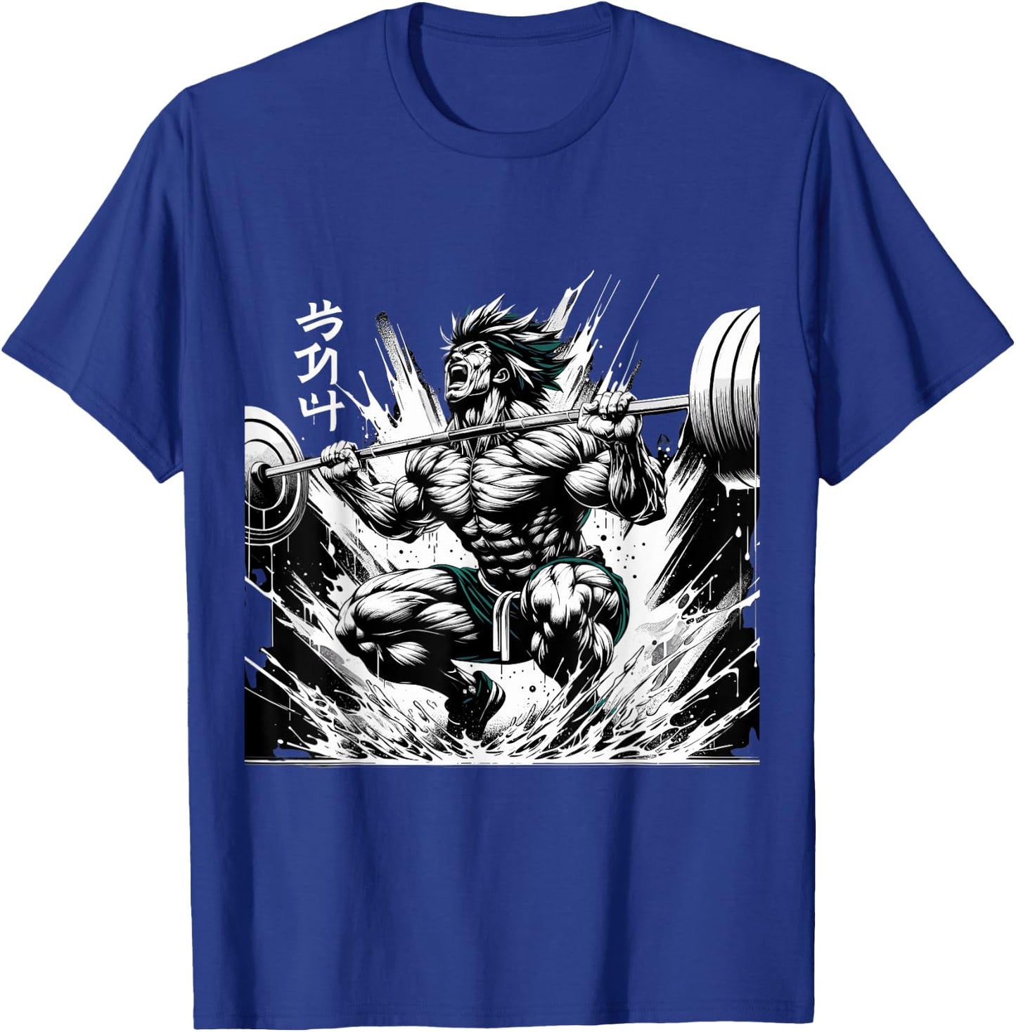 Muscle Manga Warriors - Anime Fitness Vector Design T-Shirt - T-Shirt | Royal