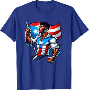 Afro Boricua Protest Fist Puerto Rican Flag Strong Latino T-Shirt - T-Shirt | Royal