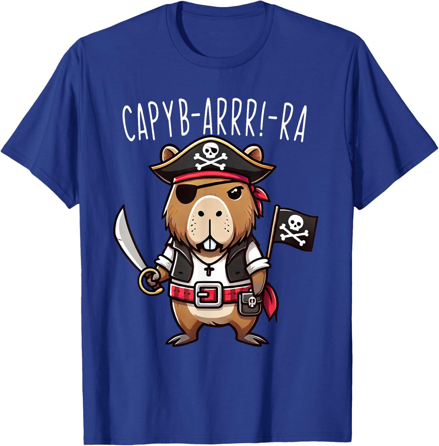 Funny Capyb-Arrr-Ra Pirate Capybara Halloween Boys Girls T-Shirt - T-Shirt | Royal