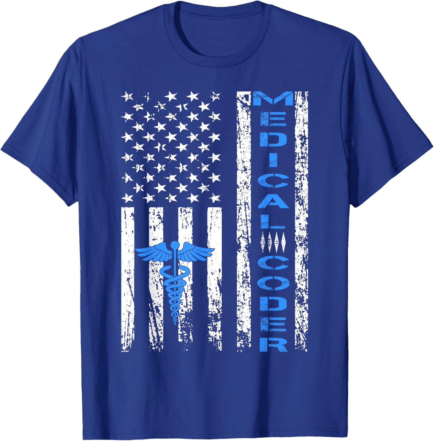 Medical Coder American Flag Clinical T-Shirt - T-Shirt | Royal