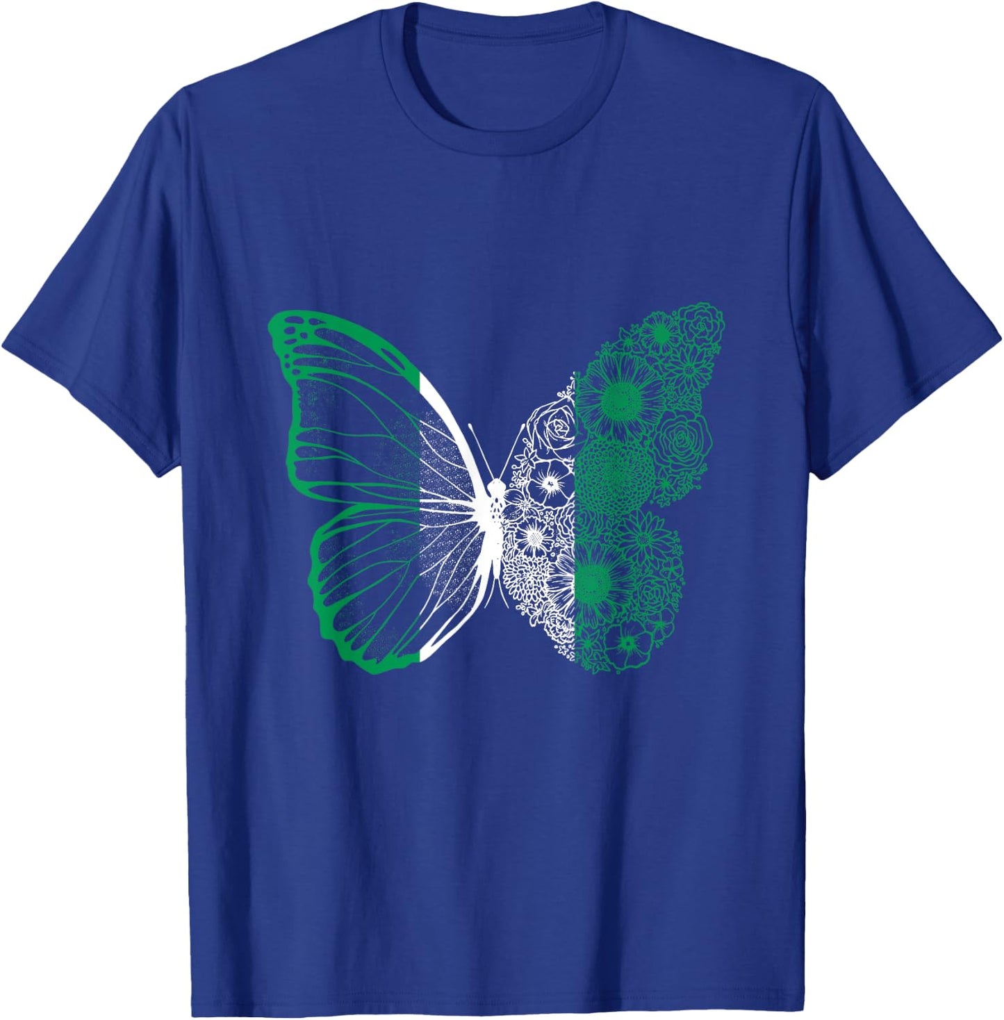 Nigerian Roots Nigeria Flag Nigerian Pride Butterfly Nigeria T-Shirt - T-Shirt | Royal