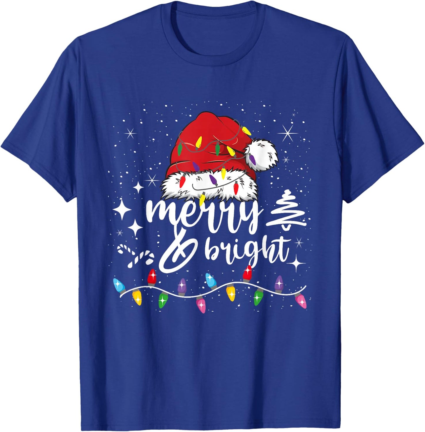 Merry And Bright Christmas Lights Xmas Women Kids T-Shirt - T-Shirt | Royal