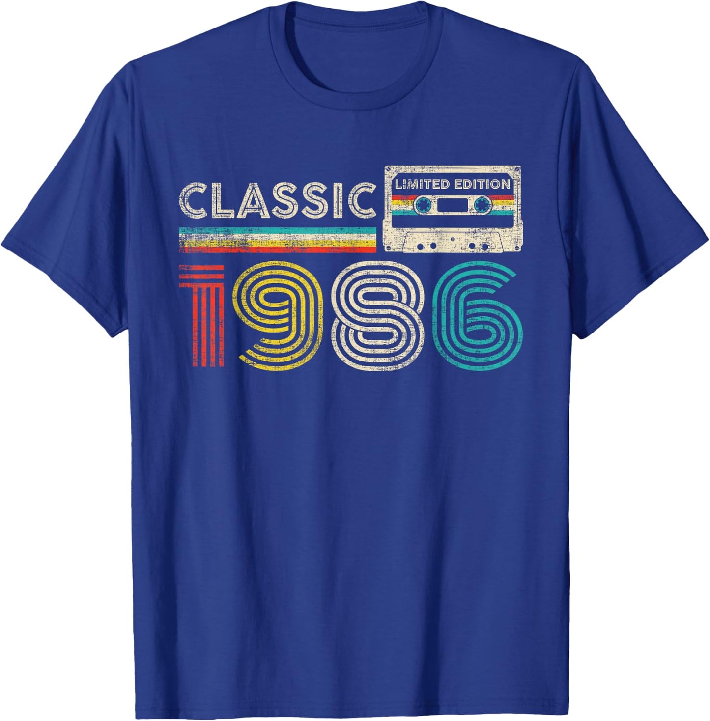 Classic 1986 Vintage 1986 Cassette Tape Men Women Birthday T-Shirt - T-Shirt | Royal