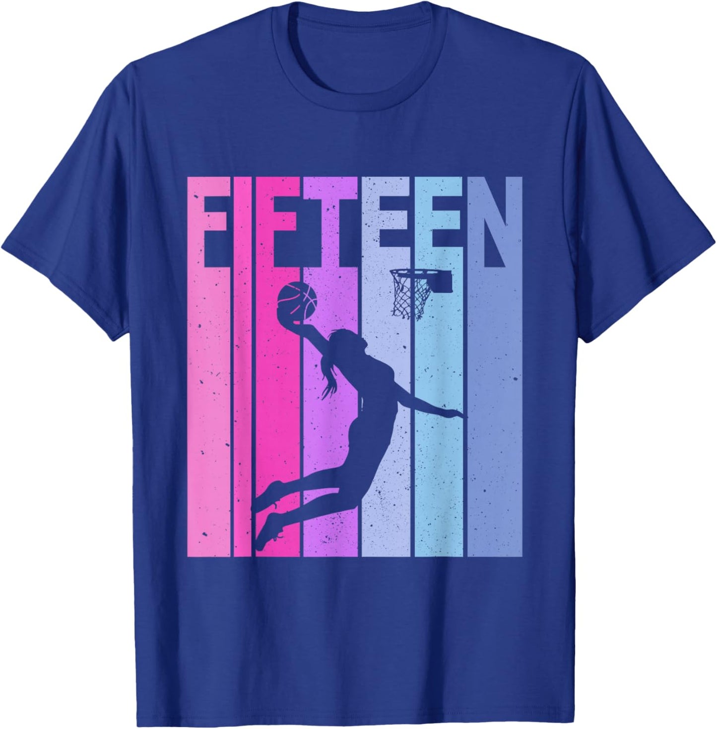 Vintage 15th Birthday Basketball 15 Year Old Girl Party T-Shirt - T-Shirt | Royal