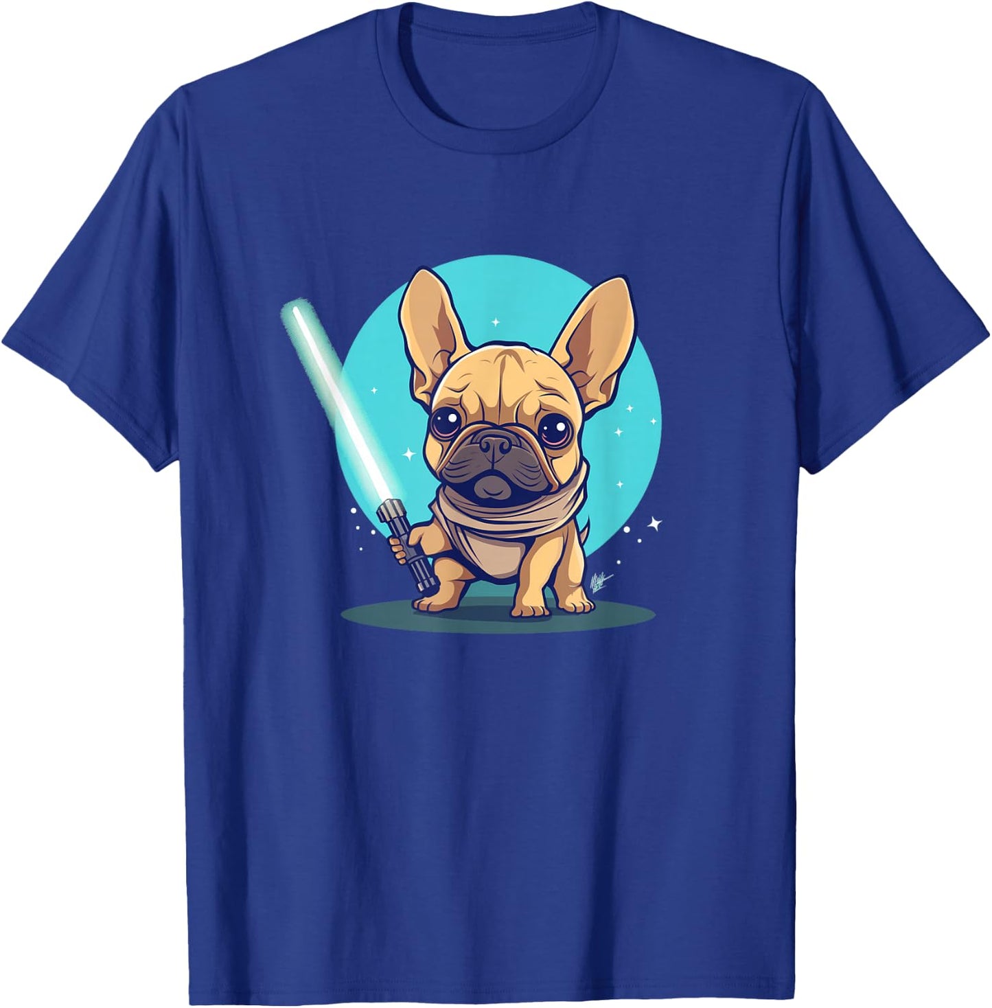Cute Frenchie Holding Light Laser Saber Sword Dog Lover Gift T-Shirt - T-Shirt | Royal