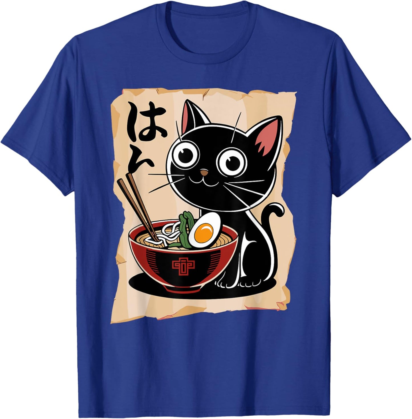 Funny Cat Ramen Noodle Japanese Kawaii Anime Otaku Style T-Shirt - T-Shirt | Royal