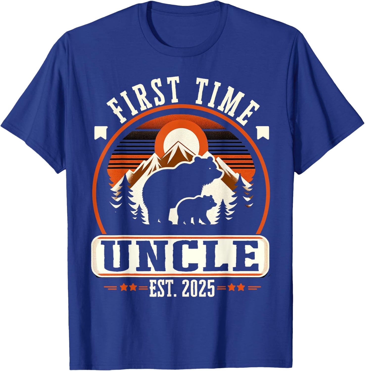 First Time Uncle Est 2025 for New Dad Funny Fathers Day T-Shirt - T-Shirt | Royal