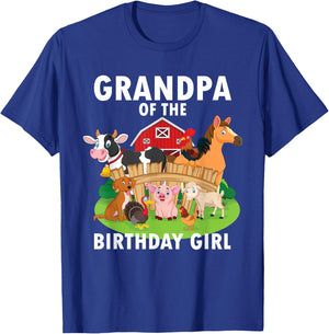 Grandpa Of The Birthday Girl Farm Animal Matching Farm Theme T-Shirt - T-Shirt | Royal