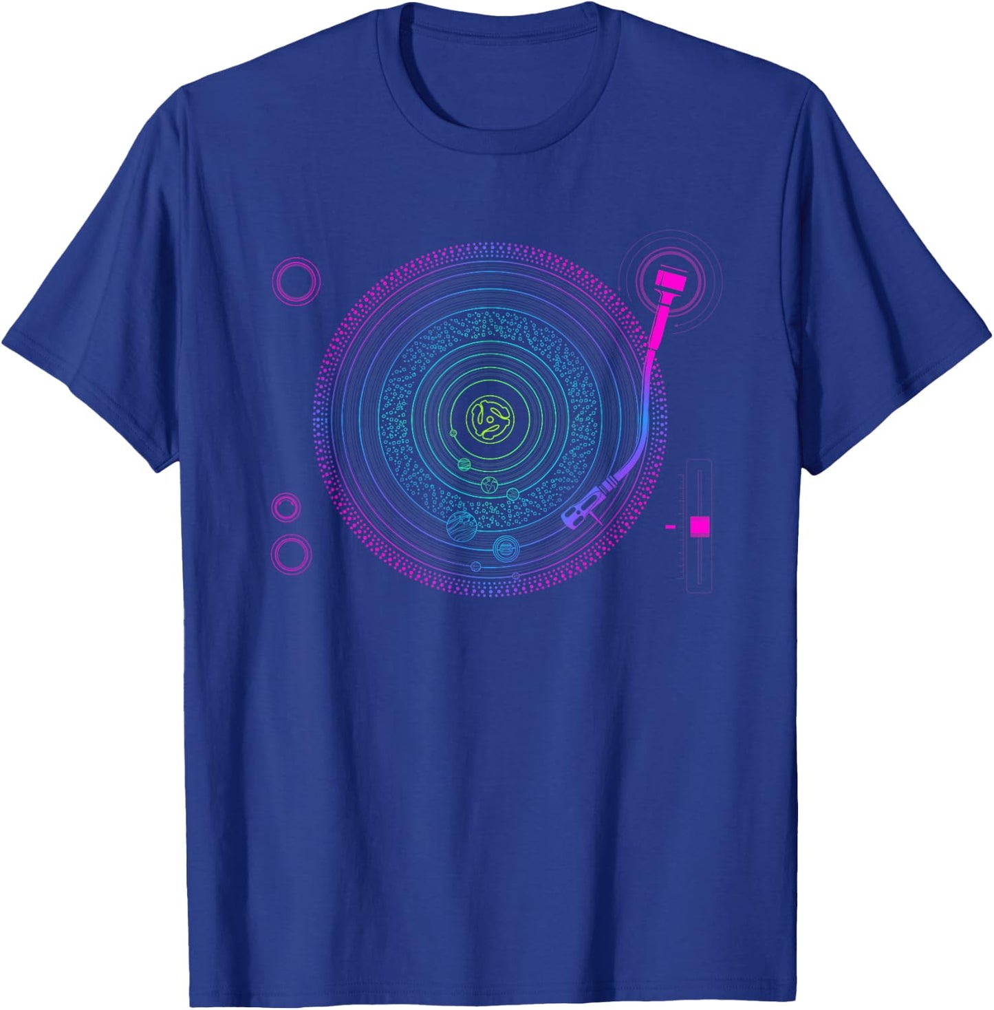 Space DJ Product - Solar System Retro Turntable EDM 3 T-Shirt - T-Shirt | Royal