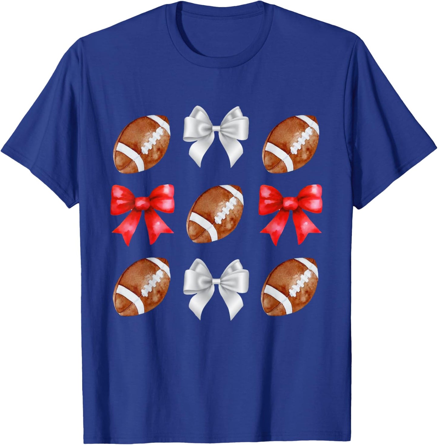 Coquette Football Bow Football Mom Game Day Women Girls Kids T-Shirt - T-Shirt | Royal