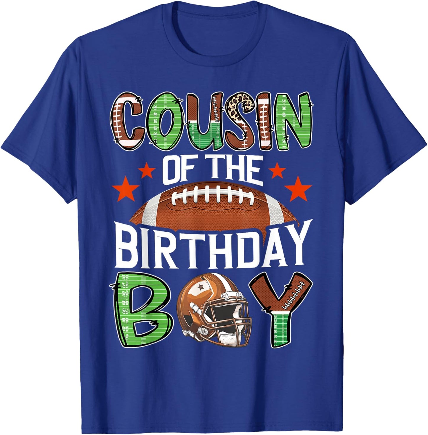 Cousin Of The Birthday Boy Game Day Football T-Shirt - T-Shirt | Royal