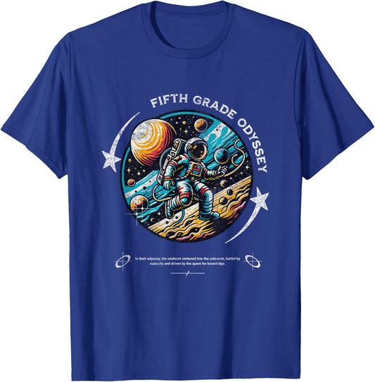 Fifth Grade Back To School Space Rocket Astronaut T-Shirt - T-Shirt | Royal