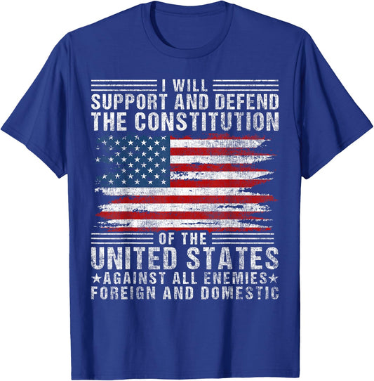 Support & Defend The Constitution - US Flag 4th of July T-Shirt - T-Shirt | Royal