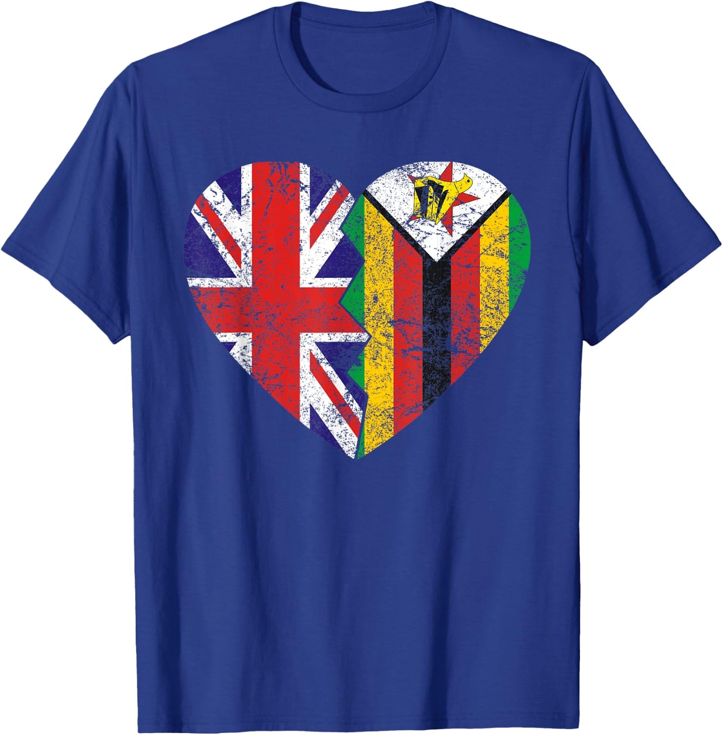 Zimbabwean British Flags Heart | United Kingdom Zimbabwe T-Shirt - T-Shirt | Royal