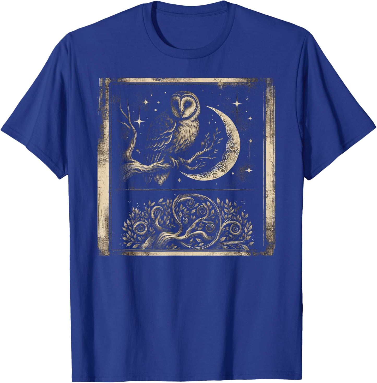 Wise Owl Illustration T-Shirt - T-Shirt | Royal
