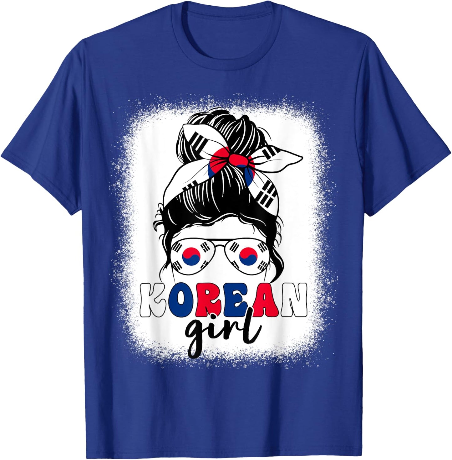 Korean Girl Messy Bun Korea Flag Patriotic Women Kids T-Shirt - T-Shirt | Royal