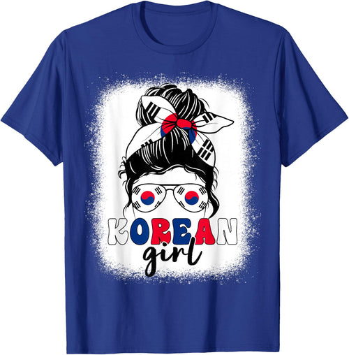 Korean Girl Messy Bun Korea Flag Patriotic Women Kids