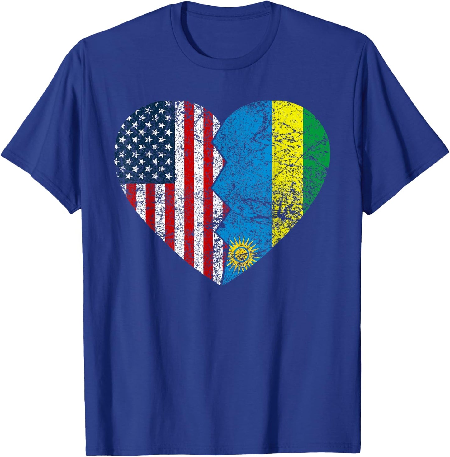 Rwandan American Flags Heart | United States Rwanda Roots Women Kids Men T-Shirt - T-Shirt | Royal