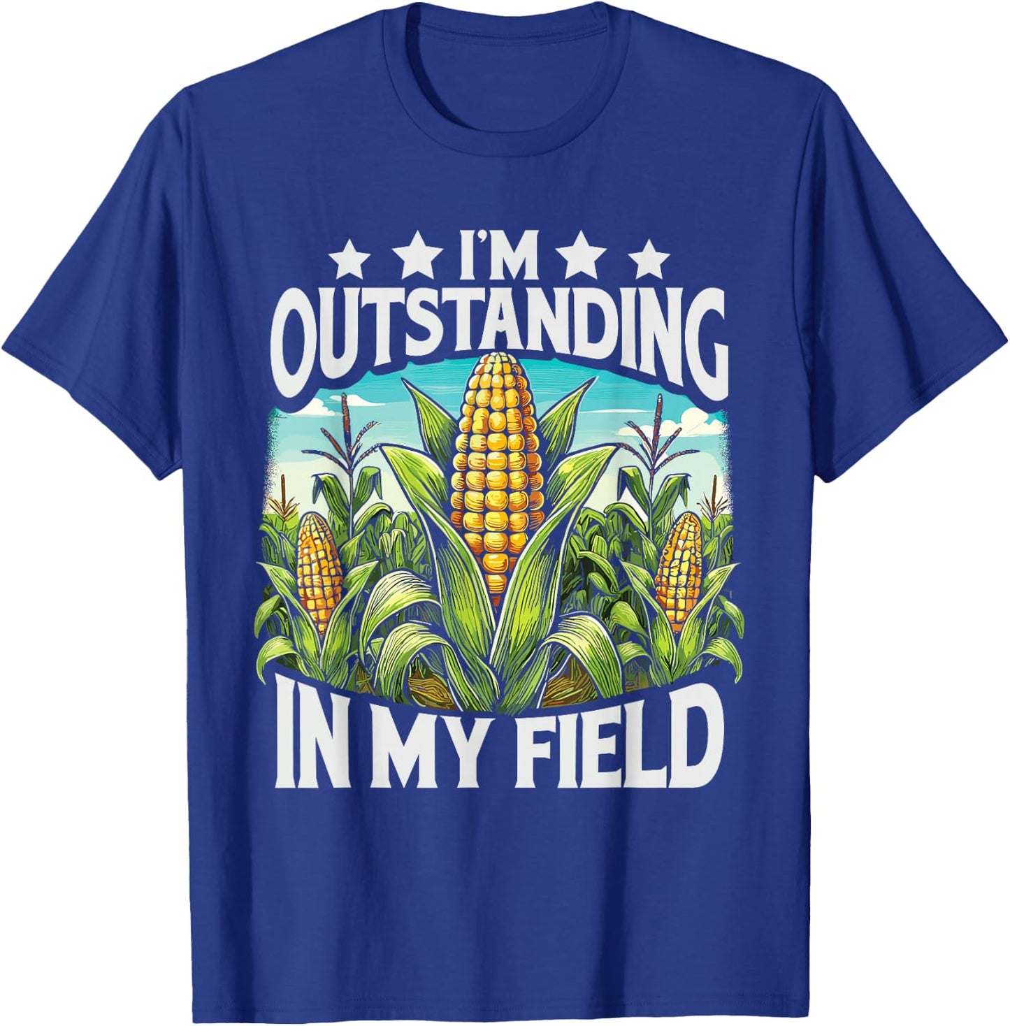 Crop Top I’M Outstanding In My Field Corn Farmer Corn Lover T-Shirt - T-Shirt | Royal