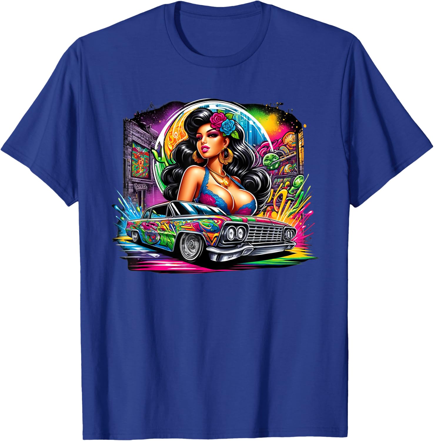 Mexican Street Culture Lowrider Beautiful Latina Graffiti T-Shirt - T-Shirt | Royal