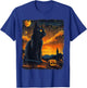 Black Cat Starry Night Van Gogh Pumpkins Bats Halloween Crew T-Shirt - T-Shirt | Royal