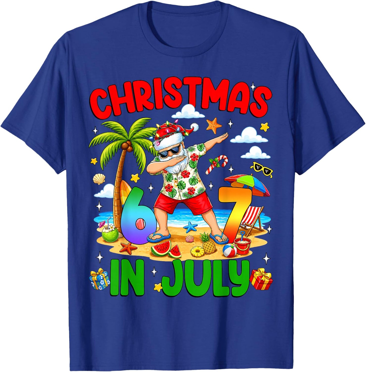 Christmas in July 67 Dabbing Santa Hawaiian Xmas Summer Kids T-Shirt - T-Shirt | Royal