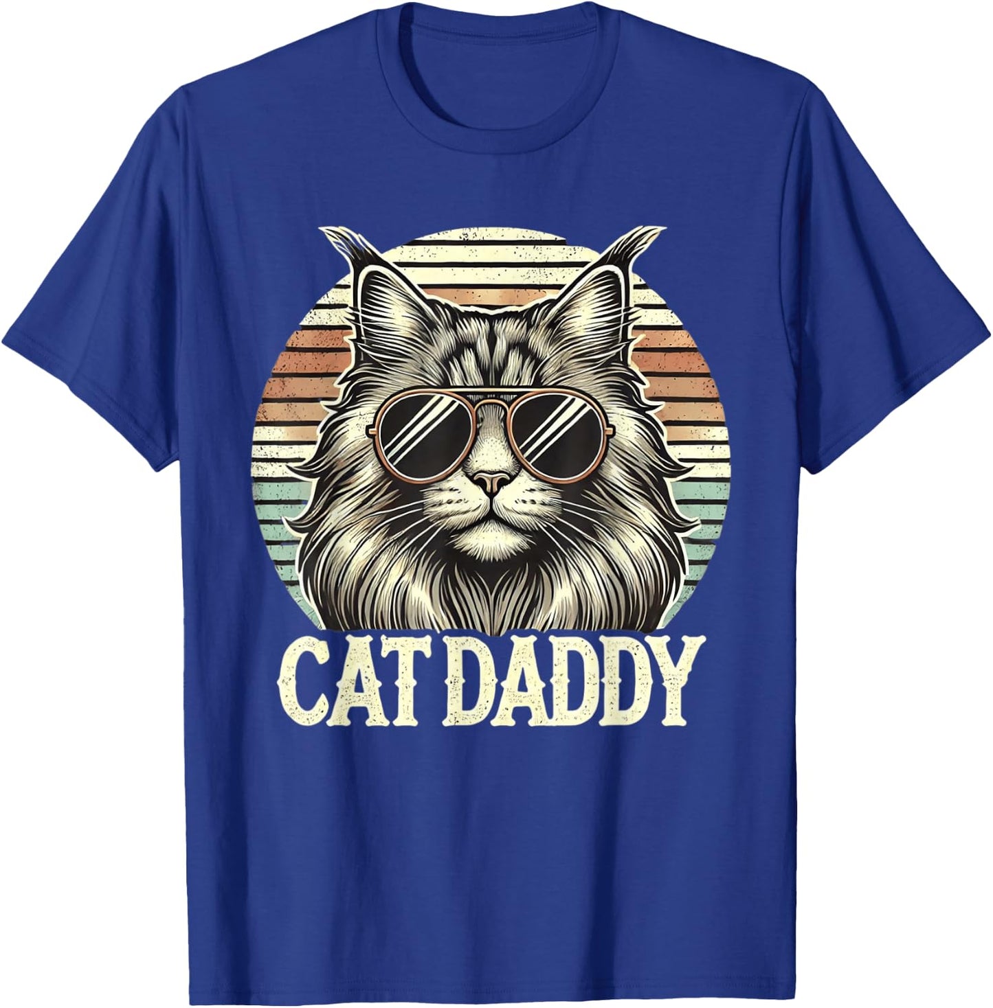 Cat Daddy Cool Maine Coon Cat Father's Day Retro Cat Dad T-Shirt - T-Shirt | Royal