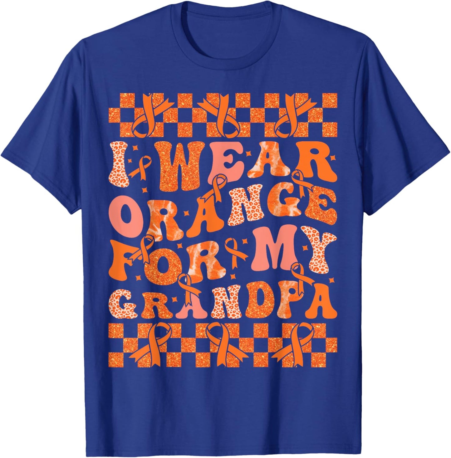 I Wear Orange For My Grandpa Leukemia Cancer Orange Ribbon T-Shirt - T-Shirt | Royal