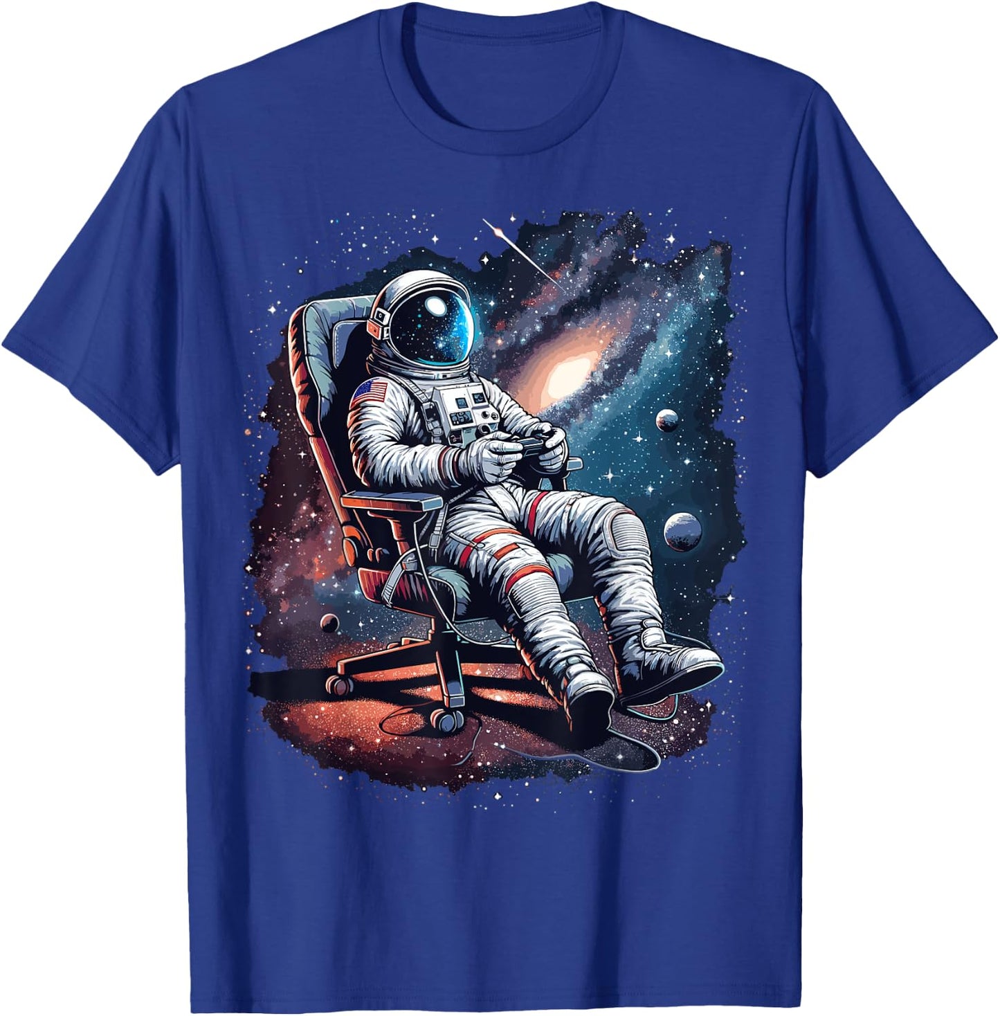 Space Astronaut Gaming System Planets Astronaut Gamer T-Shirt - T-Shirt | Royal