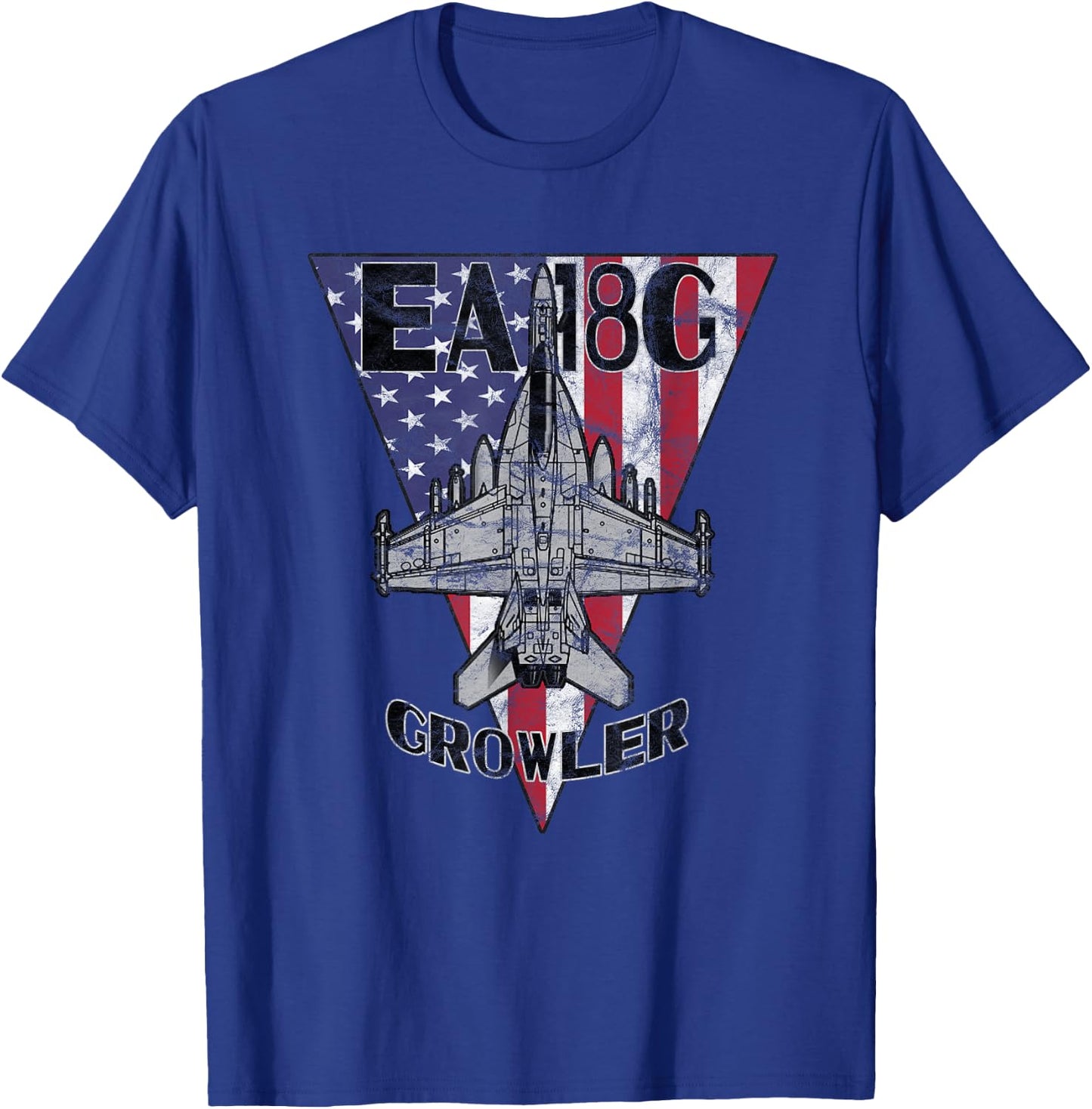 EA-18 Growler Military Jet Airplane Patriotic Vintage T-Shirt - T-Shirt | Royal