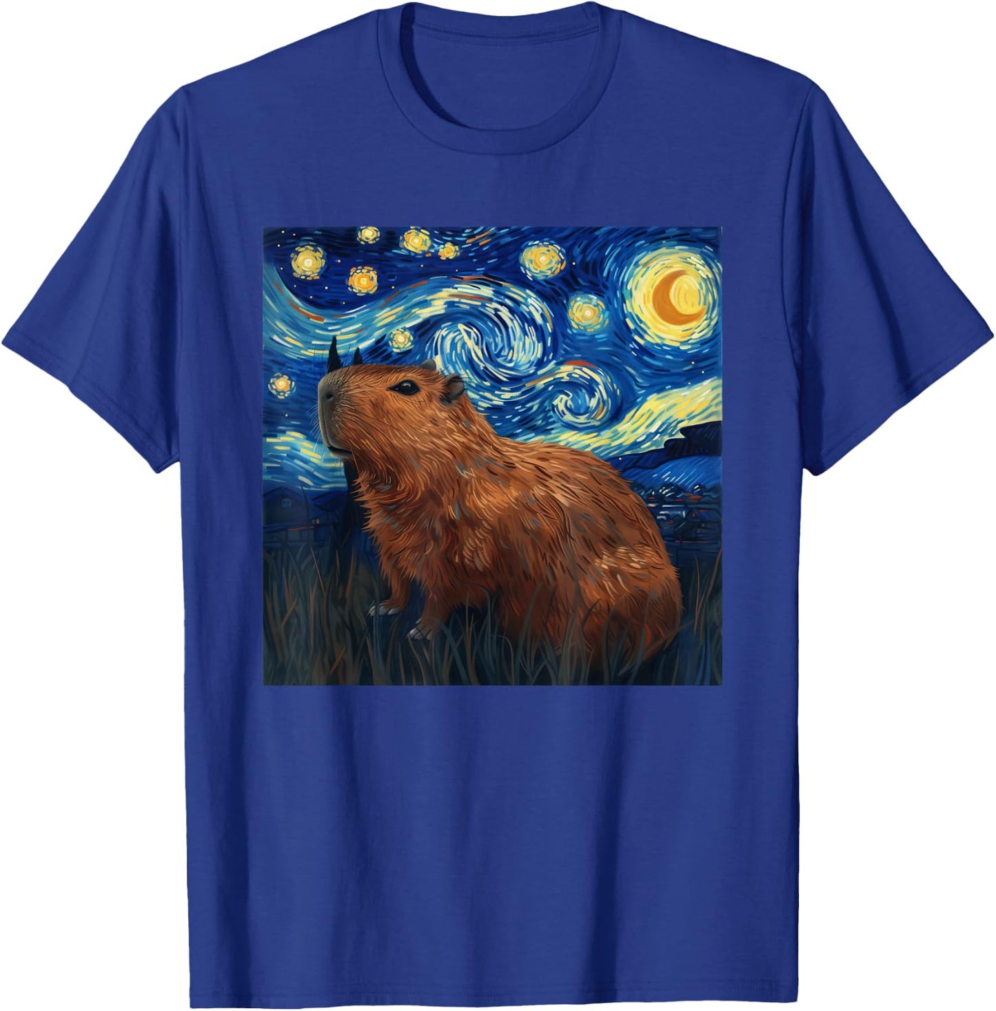 Capybara Van Gogh Style Starry Night T-Shirt - T-Shirt | Royal