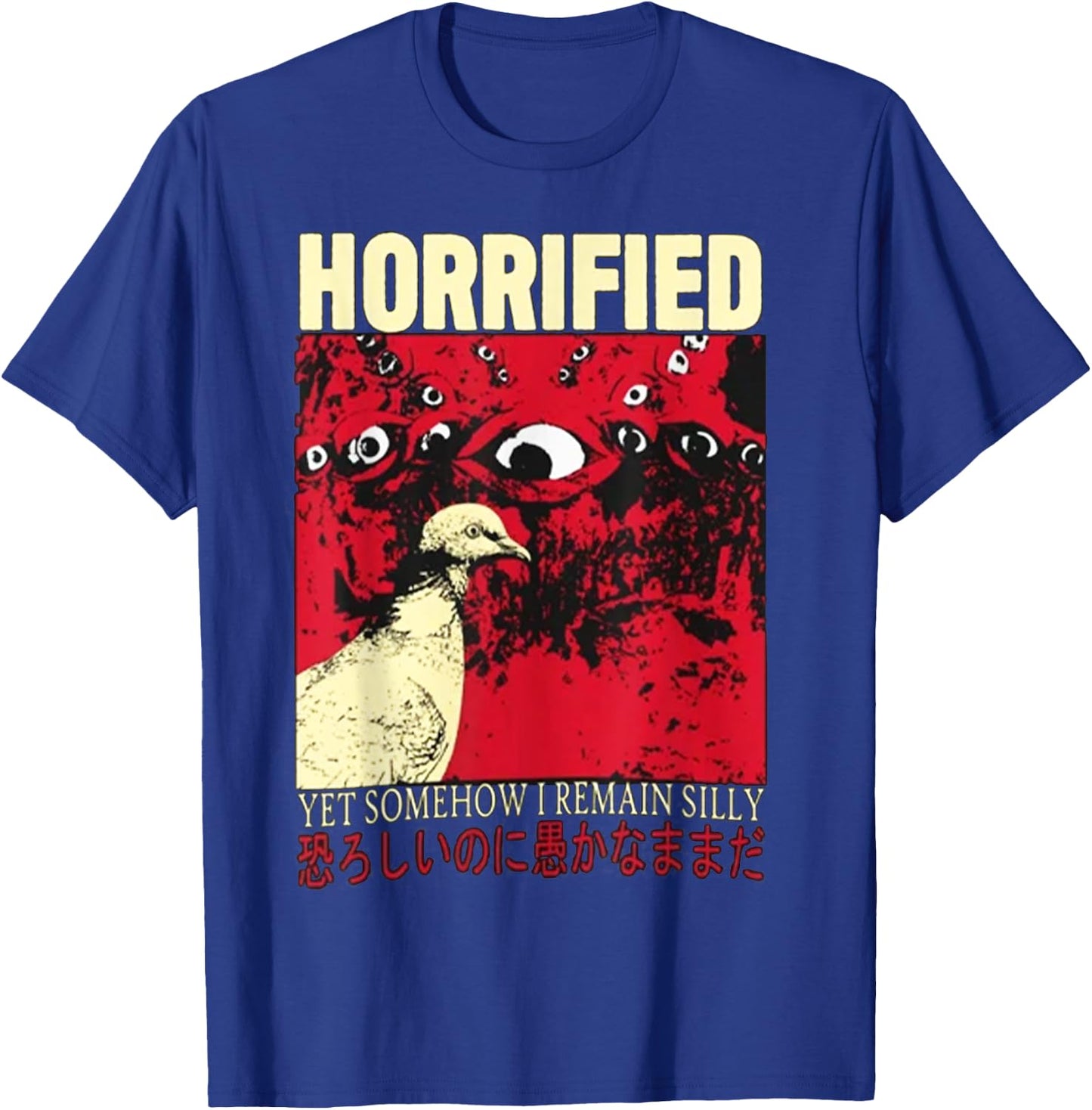 Horrified Pigeon japanese T-Shirt - T-Shirt | Royal