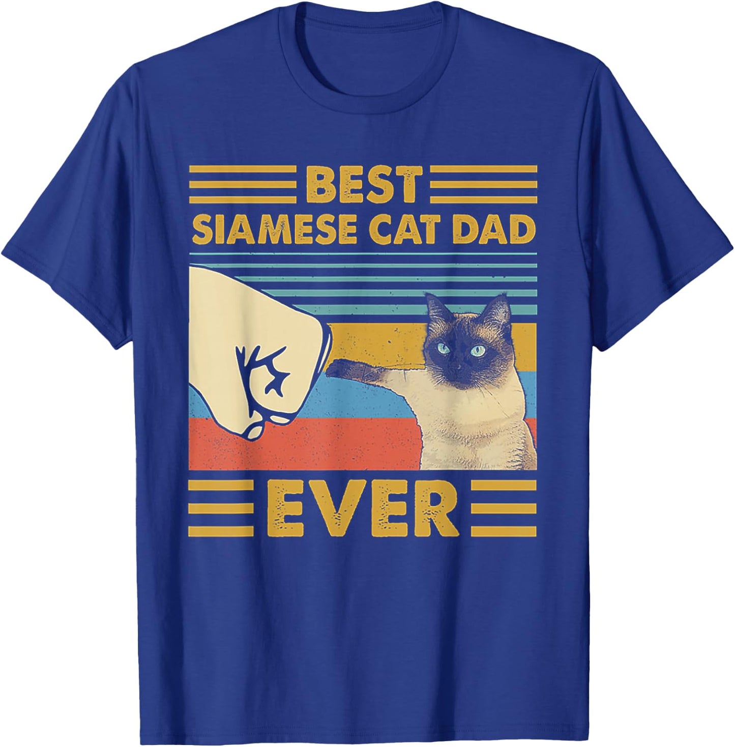 Best Siamese Cat Dad Ever Retro Vintage Sunset T-Shirt - T-Shirt | Royal